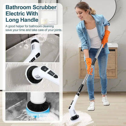 7 in 1 Electric Spin Scrubber Cleaning Brush Cordless for Kitchen Bathroom Tile Grout Household Portable Tool