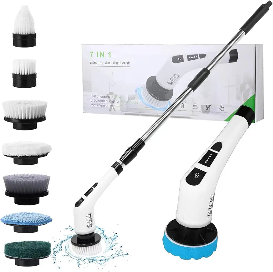 7 in 1 Electric Spin Scrubber Cleaning Brush Cordless for Kitchen Bathroom Tile Grout Household Portable Tool
